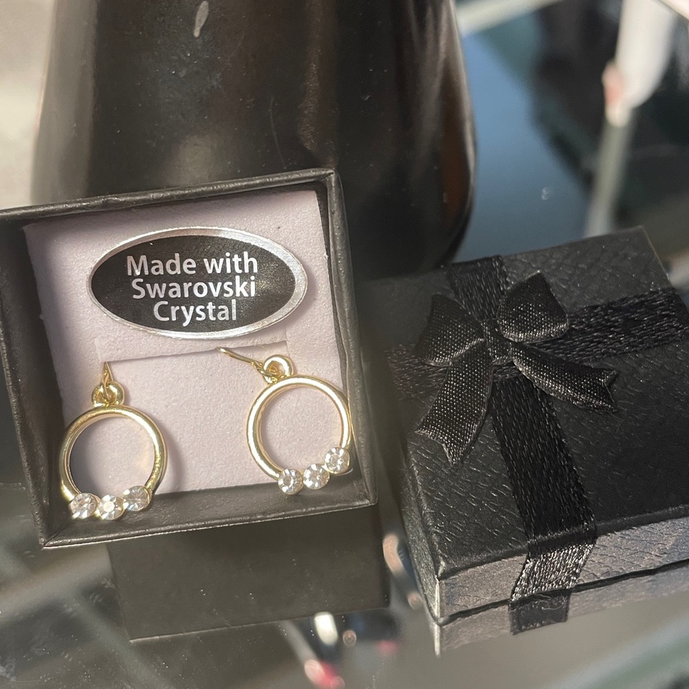 Swarovski crystals on mini Gold Hoop Earrings